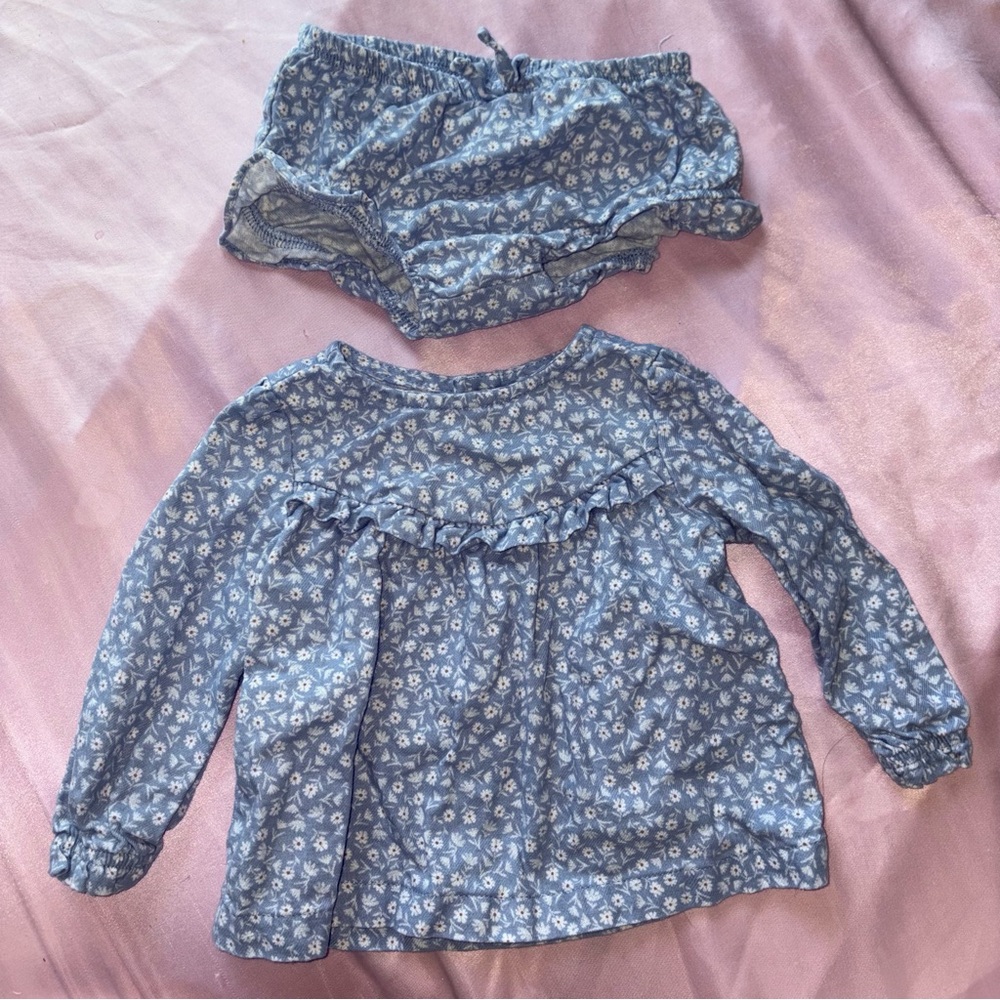 Carter's Blue and White Floral Baby Set